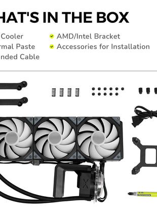 TRYX Panorama SE 360 ARGB 360mm AIO Rotatable 6.67'' AMOLED Curved Screen 3D Anamorphic Effect Customizable AIO Cooler 360mm Asetek Adela Pump 280w TDP ARGB Fan Intel LGA 1851/1700 AMD AM5/AM4