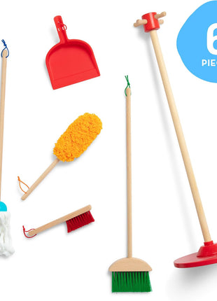 Melissa & Doug Dust Sweep Mop, 6-Pc. Toddler Cleaning Set with Kids Broom & Accessories, Preschool Learning Activities & Kids Toys for Girls & Boys 3+