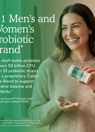 Garden of Life Probiotics for Women and Men - Raw Probiotics Colon Care 50 Billion CFU and Enzymes, Shelf Stable Once Daily Acidophilus Probiotic for Regularity and Immune Health Support, 30 Capsules