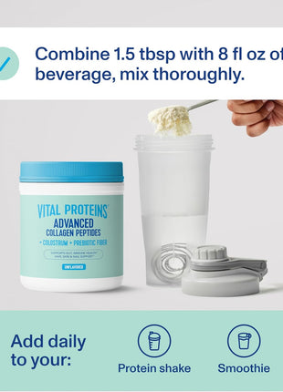 Vital Proteins Advanced Collagen + Colostrum + Prebiotic Fiber, 5oz | VERISOL® Collagen Peptides, Supports Gut & Immune Health, Hair Skin & Nails, Colostrum & Prebiotic Fiber, 16 Servings