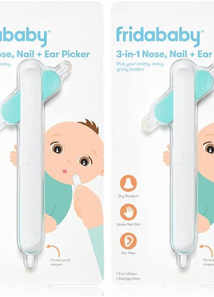 Frida Baby 3-in-1 Nose, Nail + Ear Picker [2 Count] by Frida Baby The Makers of NoseFrida The SnotSucker, Safely Clean Baby's Boogers, Ear Wax & More
