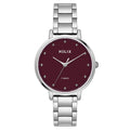 Helix by Timex Analog Watch for Women with Burgundy Round Dial & Silver Stainless Steel Bracelet Band Water Resistant Women's Wrist Watches - TW056HL04