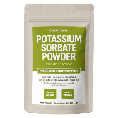Coolinario Potassium Sorbate (2 Oz) Food Grade Preservative for Wine Stabilization, Homemade Jams, Baked Goods, Cheese Making & Dried Snacks | Extends Freshness & Shelf Life | Easy to Use
