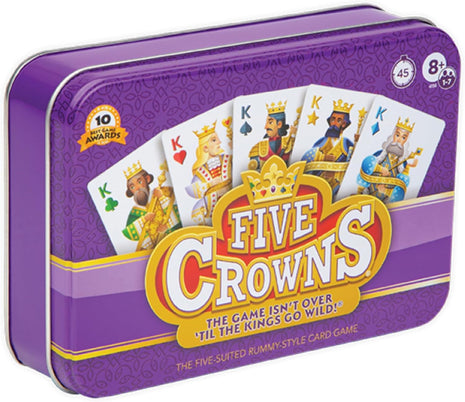 Five Crowns Collectible Tin – Card Game for Kids and Adults, Family Game Night, The Game isn't Over Until the Kings Go Wild, 5 Suited Rummy Style Card Game, 1-7 Players, Ages 8+