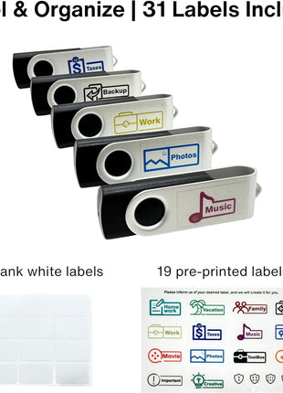Enfain 16GB USB 2.0 Flash Drive 10 Pack | Swivel Thumb Drives with 31 Labels | Gift-Ready Packaging for Corporate Events, Office & Team Distributions (Black)