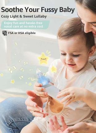GROWNSY Baby Nasal Aspirator, Electric Nose Sucker, Powerful Suction,Grey | Automatic Nose Cleaner with Soft Silicone Tips, Larger Suction Chamber, Music and Light Soothing Function