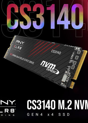 PNY XLR8 Gaming CS3140 1TB PCIe Gen4 SSD - Up to 7500/5650 MB/s, M.2 2280, 3D NAND - PS5/PC/Laptop Upgrade for Gamers, Creators, and Heavy-Duty Setups - Internal Solid-State Drive - M280CS3140-1TB-RB