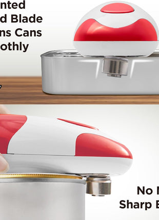 Kitchen Mama Auto Electric Can Opener, Red | Automatic, Hands Free, Smooth Edge, Food-Safe, Battery Operated