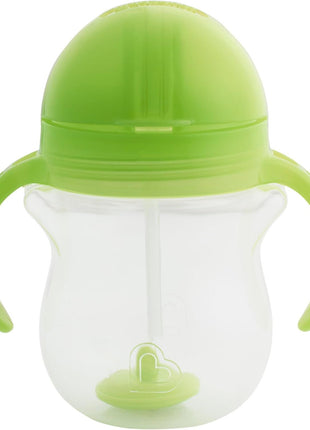 Munchkin Any Angle Sippy Cups for Toddlers, Spill Proof Weighted Straw Cup with Transition Handles for Babies 6 Months and Up, 2 Pack, Blue/Green
