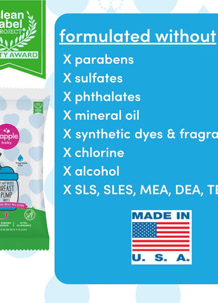 Breast Pump Wipes by Dapple Baby, Hypoallergenic & Powered by Plants, Removes Milk Residue, Leaves No Taste, Convenient Wipes Pouch, Fragrance Free, 25 Count (Pack of 1)