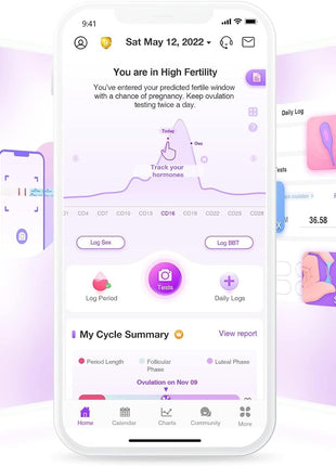 Easy@Home Ovulation Test Strips, 50-Pack, Fertility Test Kit | FSA Eligible, Ovulation Predictor Kit, Powered by Premom Ovulation Calculator iOS and Android APP, 50 LH Tests