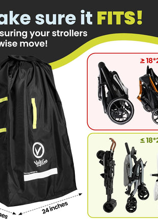 V VOLKGO Super Extra Large Stroller Bag for Airplane with Padded Backpack Shoulder Straps, Double Stroller Cover for Air Travel, Jogger & Carrier - Fits All, Gate Check Bag, Waterproof Travel Cover.