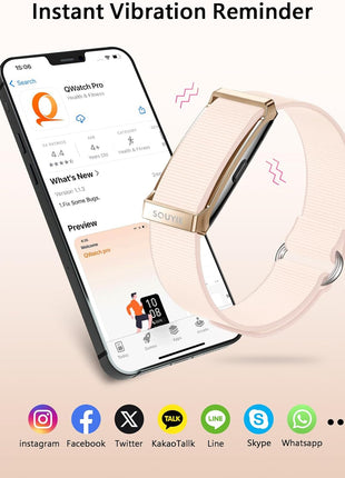 Smart Bracelet for Women, Wearable Health Activity Fitness Trackers, 24H Sleep Tracker, 24/7 Continuous Heart Rate/Blood Pressure/HRV/Stress Monitor, 170+ Sports Modes Smart Band with Free APP 2 Bands