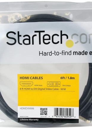 StarTech.com 6ft HDMI to DVI D Adapter Cable - Bi-Directional - HDMI to DVI or DVI to HDMI Adapter for Your Computer Monitor (HDMIDVIMM6)