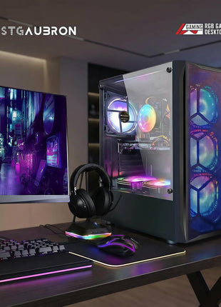 STGAubron Gaming PC Desktop,Core I7,RX 580 8G,16G RAM,512G SSD | Gaming Computer Tower for Streaming,Video Editing,Home,School,I7 up to 3.9GHz,ARGB Fan,WiFi 6,BT 5.0,4K DP,HDMI,Win11 Home