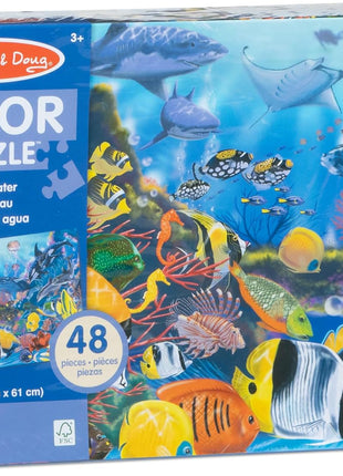 Melissa & Doug Underwater Ocean Floor Puzzle, 48 pc Jumbo Jigsaw Puzzle, Educational Screen Free Activity for Toddler, Preschoolers and Kids Ages 3+ (2 x 3 Feet) - FSC Certified