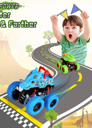 LODBY Dinosaur Toys for 2 3 4 5 Year Old Boys - Monster Truck Toys for Toddlers Boys Ages 2-4-6 - Push and Go Cars Dinosaur Toys for Kids 3-5 Year Old Boy Christmas Birthday Gifts