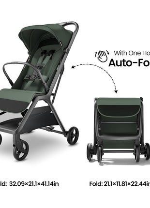MAMA & BABY Trek Lite Umbrella Stroller - Compact Fold, Multi-Position Recline, Travel Stroller with Carry Strap, Large Storage and Cup Holder