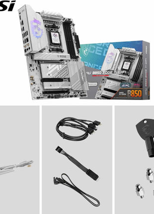 MSI MPG B850 Edge TI WiFi Motherboard, ATX - Supports AMD Ryzen 9000/8000 / 7000 Processors, AM5-80A SPS VRM, DDR5 Memory Boost (8400+MT/s OC), PCIe 5.0 x16, M.2 Gen5, Wi-Fi 7, 5G LAN