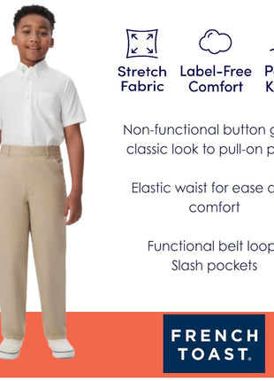 French Toast Boys Pull-on Relaxed Fit School Uniform Pant (Standard & Husky), Navy, 10