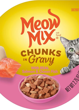 Meow Mix Seafood Favorites Chunks in Gravy Wet Cat Food Variety Pack, 2.75 Ounce (Pack of 12)