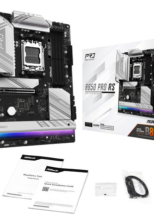 ASRock AMD AM5 B850 Pro RS Motherboard, AMD Ryzen 9000/8000/7000 Series, 4X DDR5 Slots up to 8000MHz, 24-Pin Power Connection, ATX, 21x USB Ports, PCIe 5.0