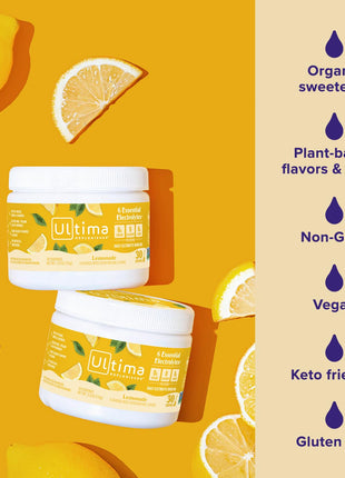 Ultima Replenisher Lemonade Electrolytes Powder, 30-Serving Canister | Daily Zero Sugar Hydration Powder with 6 Key Electrolytes & Minerals - Sugar Free, Plant Based & Keto Friendly