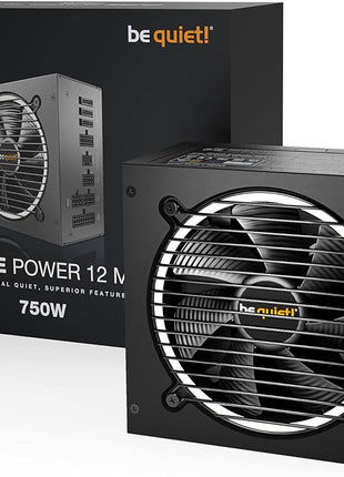 be quiet! Pure Power 12 M 750W Modular Power Supply | 80 Plus® Gold | ATX 3.1 | PCIe 5.0 GPUs and 6+2 pin connectors | 12VHPWR Cable Included | Silent 120mm be quiet! Fan - BN504 I 10 Year Warranty