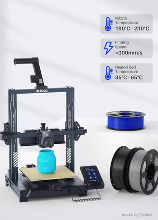 ELEGOO PLA Filament 1.75mm Black 1KG, 3D Printer Filament Dimensional Accuracy  0.02mm, 1kg Spool(2.2lbs) Fit Most FDM 3D Printers