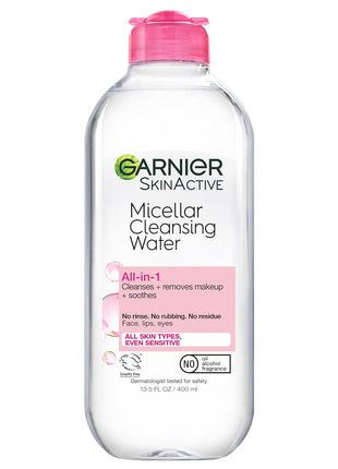 Garnier Micellar Water, Hydrating Facial Cleanser & Makeup Remover, Suitable for Sensitive Skin, Vegan, Cruelty Free, 13.5 Fl Oz (400mL), 1 Count