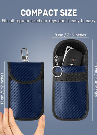 Upgraded Faraday Bag for Key Fob (2 Pack), Premium Faraday Key Fob Protector– Car RFID Signal Blocking, Car Security Protection, Anti-Theft Pouch, Anti-Hacking Case Blocker Blue