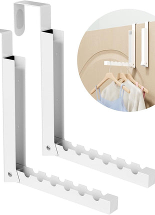 BAKON Over The Door Hanger Folding Clothes Drying Rack, Folding Hanging Coat Rack for Indoor Laundry Room Compact Small Space Foldable Portable Clothing Hanger Hook Collapsible- 2 Pack