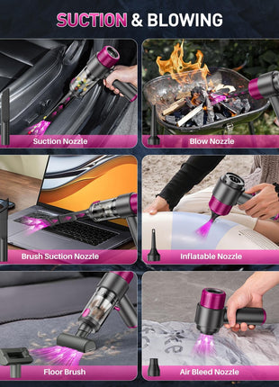 EYYA Handheld Cordless Car Vacuum Cleaner, 4-in-1 Portable Mini Car Vacuum Cleaner, 15000PA High Power & Air Duster with LED Light for Home Office
