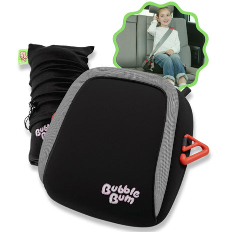 BubbleBum Inflatable Booster Car Seat ??Foldable, Lightweight, Backless Travel Booster Seat for Kids, Portable Carseat for Toddler, Fits 3 Across, Compact for Uber - Ages 4-11 Year Old, - Black