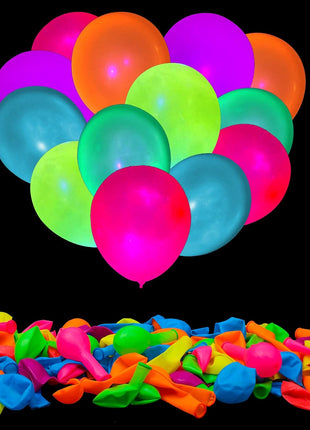 100 Pcs UV Neon Balloons, Neon Glow Party Balloons UV BlackLight Balloons glow in the dark party supplies for Birthday Decorations Wedding Glow Party Supplies Light up Balloons