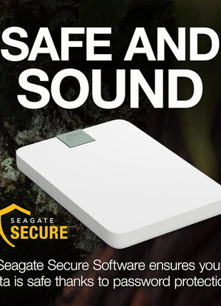 Seagate Ultra Touch HDD 2TB External Hard Drive - 7mm, Cloud White, Post-Consumer Recycled Material, 6mo Dropbox and Mylio, Rescue Services (STMA2000400)