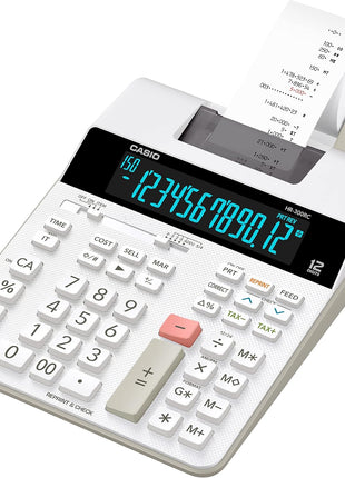 Casio HR-300RC – Printing Calculator with Backlit LCD Display | Cost/Sell/Margin, Tax & Time Functions | Re-Print & 150-Step Check | Ideal for Personal, Business & Office Use