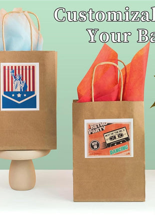 Brown Paper Bags with Handles Bulk 100Pcs 8x4.5x10.8 Inch Gift Bags Bulk, Brown Kraft Paper Bags for Retail, Party, Shopping, Favor