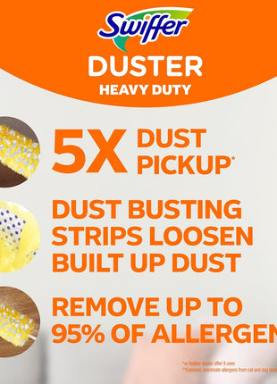 Swiffer Duster Kit with 3 ft Extendable Handle | Includes 1 Duster Extendable Handle (3 ft). 3 Heavy Duty Duster Refills. For Ceiling Fans, Vents, and Hard to Reach Places