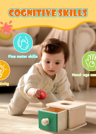 Montessori Toys for Babies 6-12 Months,1 Year Old,8 in 1 Learning Educational Set Wooden Sensory Toys for Baby Toys 12-18 Months (Includes Tissue Box Toy,Rainmaker and More)