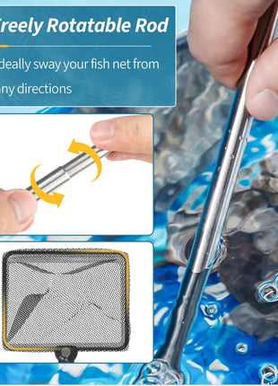 Pawfly Aquarium Fish Net with Extendable 9-24 Inch Long Handle for Betta Fish Tank Small Koi Pond and Pool