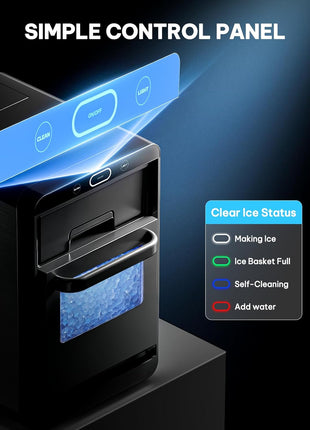 Silonn Nugget Ice Maker Countertop, Crushed Ice Maker & Pebble Ice Machine Produces 44lbs/24h with Front Pull-Out Water Tank & Removable Basket for Home/Kitchen, Stainless Steel