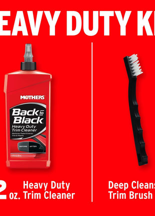 Mothers Back-to-Black Heavy Duty Trim Cleaner Kit, 12 oz. Gel Cleaner + Trim Brush — Deep Cleans & Restores Exterior Trim & Plastics, Removes Oxidation, Dirt, Grime & Wax, Drip-Free Gel (06141)