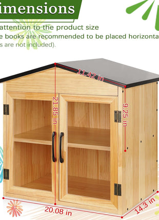 Exttlliy Outdoor Library Outdoor Book Box Storage Small Wooden Cabinet Little Literature Box for Neighborhoods Community and Schools Sharing Books, Flyers, Newspapers, Food and Art (D)