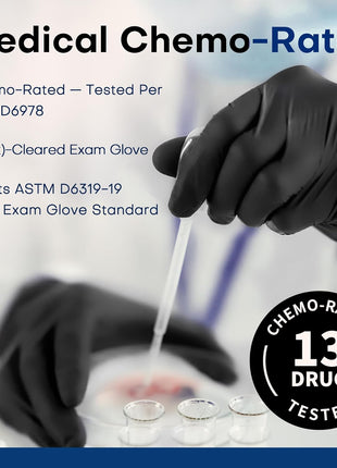 Supmedic Disposable Nitrile Gloves, Chemical Resistant, Powder-Free, Latex-Free, Food Safe, Medical Exam Gloves, Black, X-Large, 100 Pcs