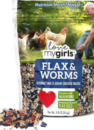 Love My Girls: Chicken Snacks - Pumpkin & Worms - 2lb Bag - Global Harvest, Gourmet Multi-Grain Treats, Corn-Free, Nutritious & Protein Rich Mealworms