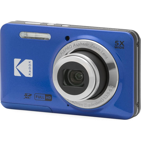 KODAK PIXPRO FZ55-BL 16MP Digital Camera 5X Optical Zoom 28mm Wide Angle 1080P Full HD Video Li-Ion Battery 2.7 inch LCD Vlogging Camera (Blue)