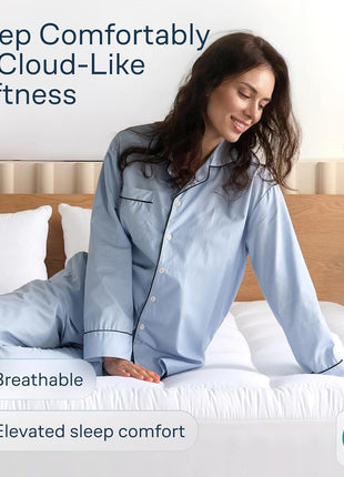 Cloud Like Twin Mattress Topper   100% Cotton Top Mattress Pad for Back Pain Relief   Breathable & Naturally Cooling for Hot Sleepers