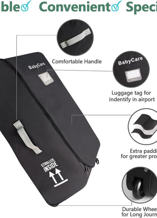 Stroller Travel Bag Compatible with UPPAbaby Vista, Vista V2, Cruz V2,Uppa-baby Bag With Wheels,Dual Handles,Luggage Tag for Airplane Flight Travel