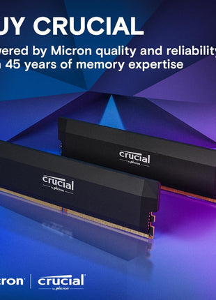 Crucial Pro 32GB DDR5 RAM Kit (2x16GB),CL36 6000MHz, Overclocking Desktop Gaming Memory, Intel XMP 3.0 & AMD Expo Compatible, Black - CP2K16G60C36U5B